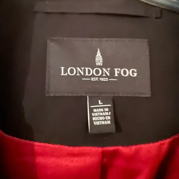 London Fog Women's Black Trench Coat with Red Lining - Picture 3 of 11